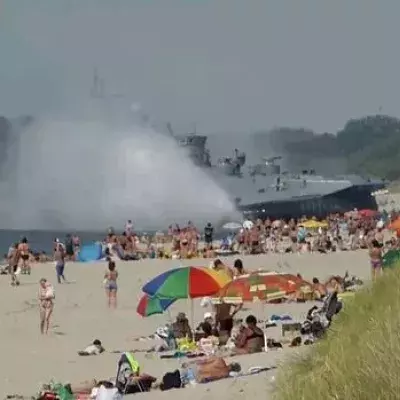 Russisches Luftkissenfahrzeug sorgt für Panik am Strand