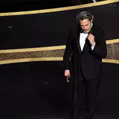 Joaquin Phoenix bei seiner emotionalen Rede.