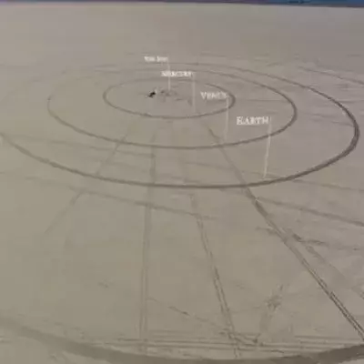 Sonnensystem maßgerecht in der Wüste von Nevada nachgebildet
