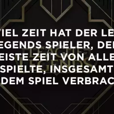 Wie viel Zeit hat der League of Legends Spieler, der die meiste Zeit von allen spielte, insgesamt mit dem Spiel verbracht?