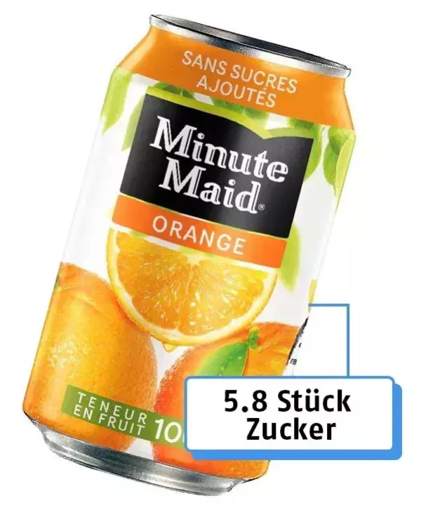 11. Minute Maid Orangensaft: 5.8 Stück Zucker