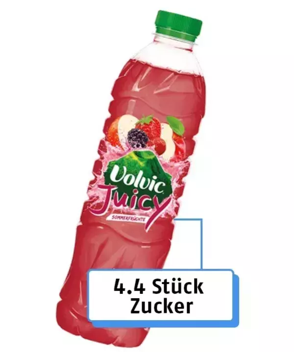 16. Volvic Juicy Erdbeer: 4.4 Stück Zucker