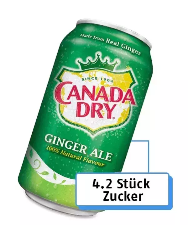 17. Canada Dry Ginger Ale: 4.2 Stück Zucker