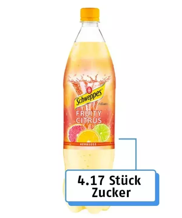 18. Schweppes Fruity Citrus: 4.17 Stück Zucker