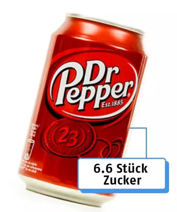 8. Dr Pepper: 6.6 Stück Zucker