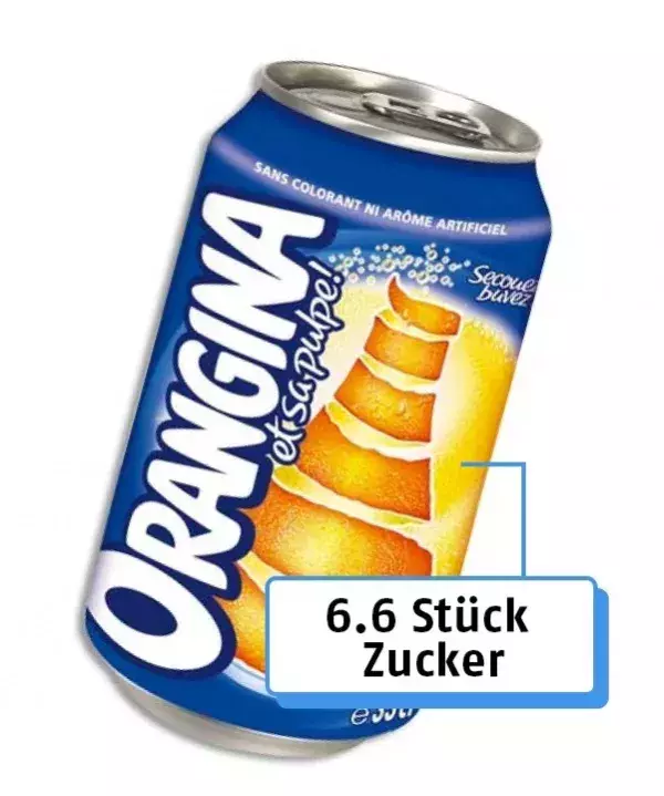 9. Orangina: 6.6 Stück Zucker