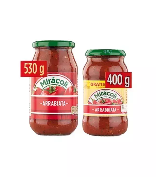 Die neue Verpackung soll zwar extra viel Soße beinhalten, ist in Wirklichkeit aber viel kleiner als das alte Glas.