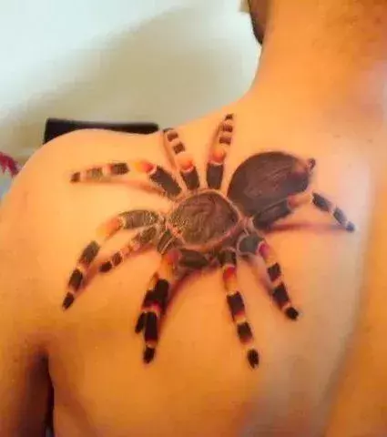 Echtes Tattoo für einen Mann: Spinnen Tattoo auf der Schulter