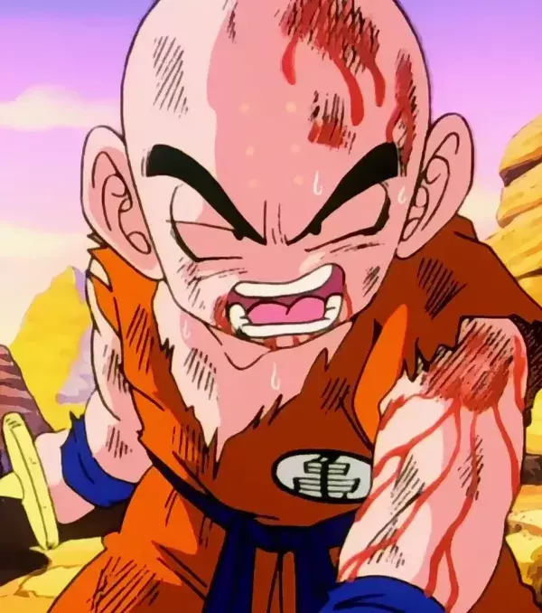 Krillin: sehr standhaft, mutig und zögert nie, zu kämpfen. Dabei bleibt er der beste unter den „Menschen“