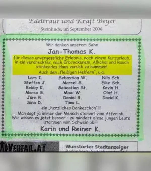 Lustige Kleinanzeigen: Da freuen sich aber die Eltern...