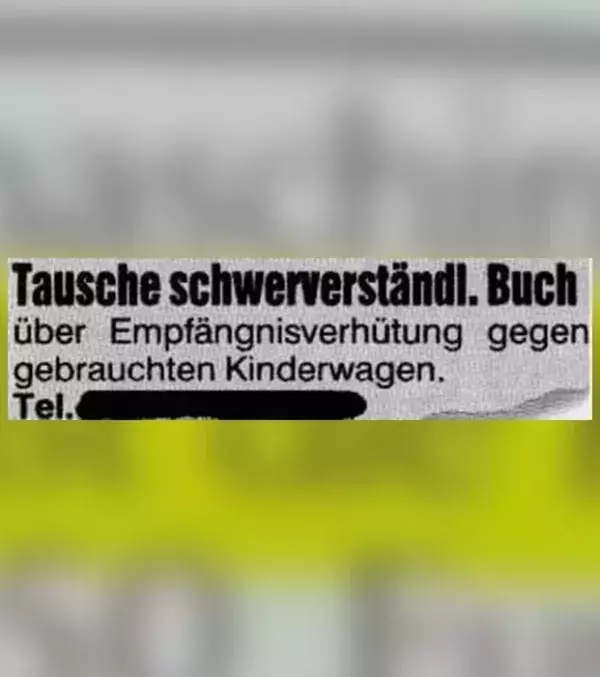 Lustige Kleinanzeigen: Fairer Tausch!