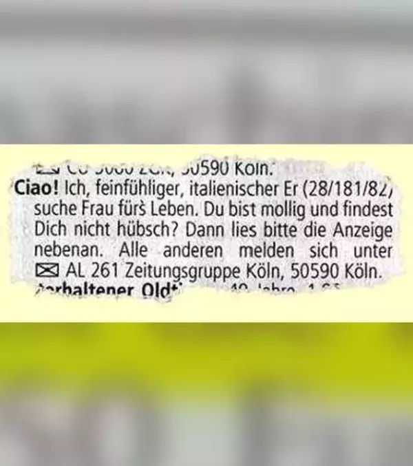 Lustige Kleinanzeigen: Ganz schön ehrlich...