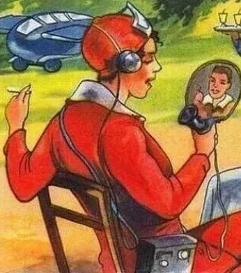 So stellten sich französische Zeichner die Technologien der Zukunft im Jahre 1924 vor. Wir sind nicht sehr weit von der Videokonferenz entfernt