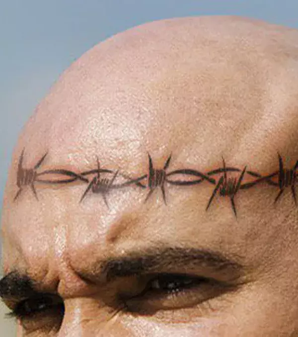 Bedeutung von Gefängnis-Tattoos –Drahtzaun: Jeder Knoten steht für ein Jahr Haft.