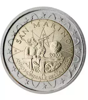 Zwei-Euro-Münze aus San Marino: Eine Gedenkmünze. 2005 erschienen, 130.000 Exemplare. Ungefährer Wert: 120 Euro!