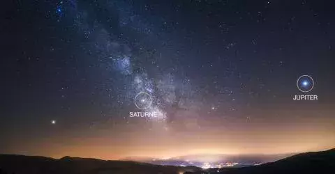 21. Dezember / Jupiter und Saturn stehen im Südwesten über dem Horizont 