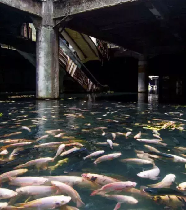 Dieses verlassene Einkaufszentrum in Bangkok ist nun von Fischen bevölkert
