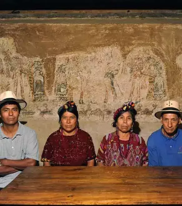 Ein Maya-Fresko (Wandmalerei), gefunden in Guatemala