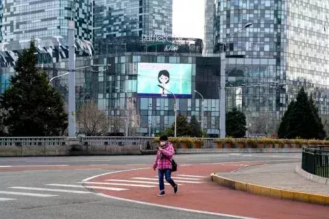Eine leere Straße in Peking (China) 