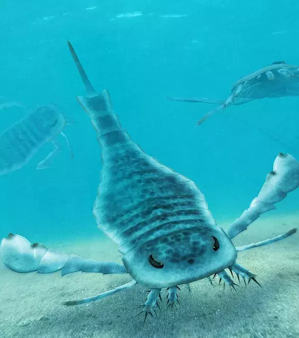 Megalograptus: Ein Meeresskorpion, der über einen Meter lang war. Mit seinen Stacheln konnte er seine Beute fangen.