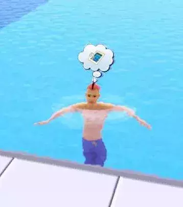 3. Klassiker: Einen Sim in den Pool schicken, die Leiter klauen und gucken, wie er sich schlägt