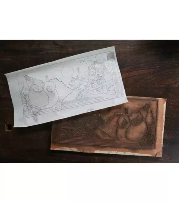 Holzschnitt einer Pokemon-Illustration
