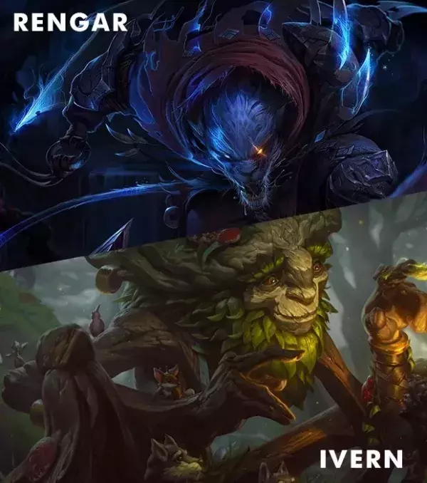 Rengar und Ivern um das Gebüsch unsicher zu machen